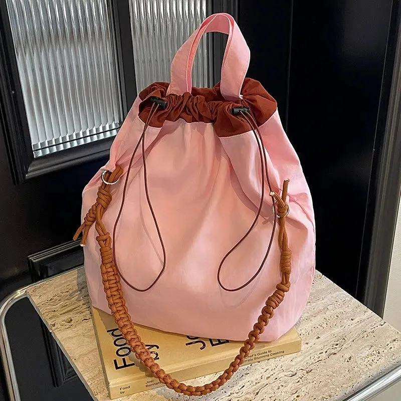 Braided Strap Drawstring Shoulder Bag