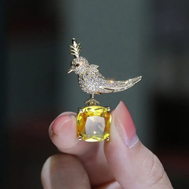 Brid Brooch Pin Crystal Zircon Corsage Suit Coat Collar Badge Luxulry Jewelry Brooches