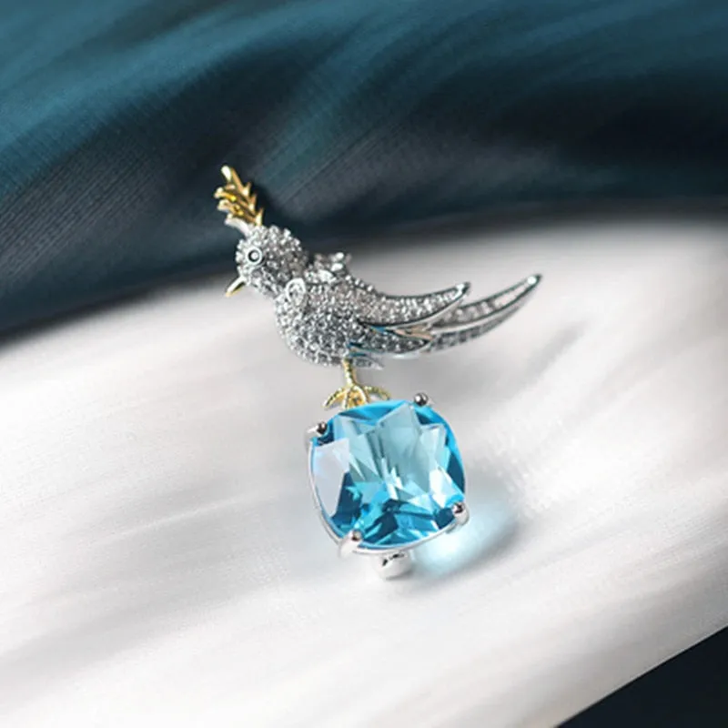Brid Brooch Pin Crystal Zircon Corsage Suit Coat Collar Badge Luxulry Jewelry Brooches
