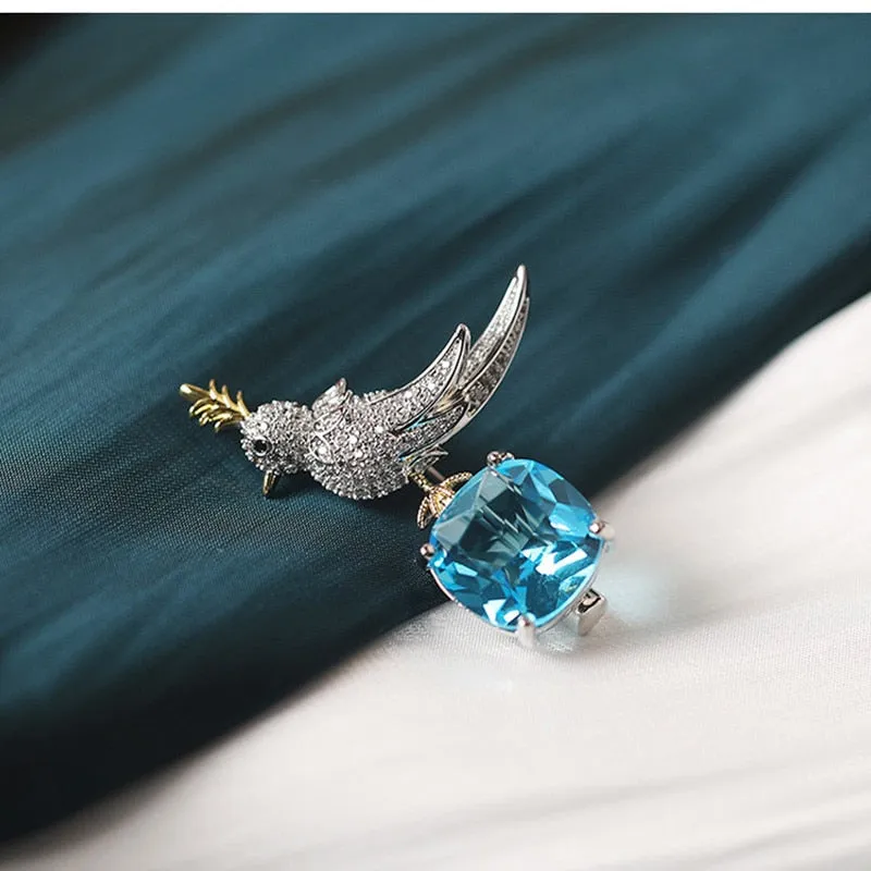 Brid Brooch Pin Crystal Zircon Corsage Suit Coat Collar Badge Luxulry Jewelry Brooches