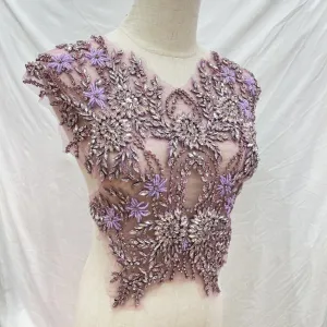 Bridal Wedding Party String Rhinestone Crystal Beaded Sequin Glitter Full Body Sew On Patch Trim Applique / 12 COLOR DESIGNS