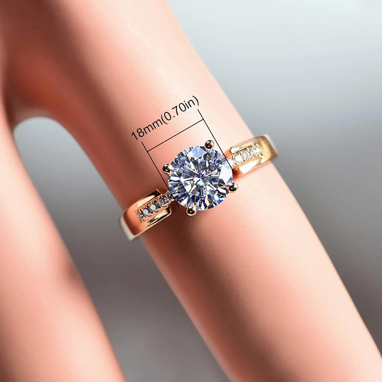 Bride Elegant Wedding Band CZ Simulated Diamond Engagement Ring for Women Minimalist Design Zircon Ring (Rose Gold, 7)