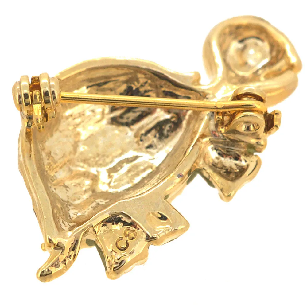 Brown Green Turtle Swarovski Crystal Brooches Pins