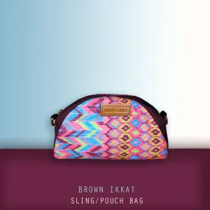 Brown Ikkat Pouch with Sling