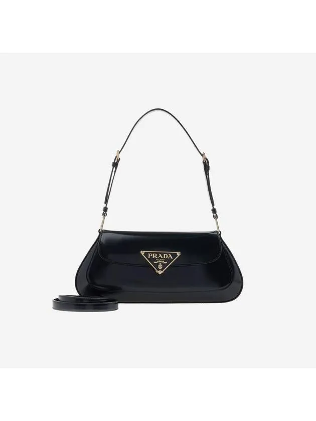 Brushed leather shoulder bag black