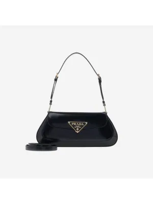 Brushed leather shoulder bag black