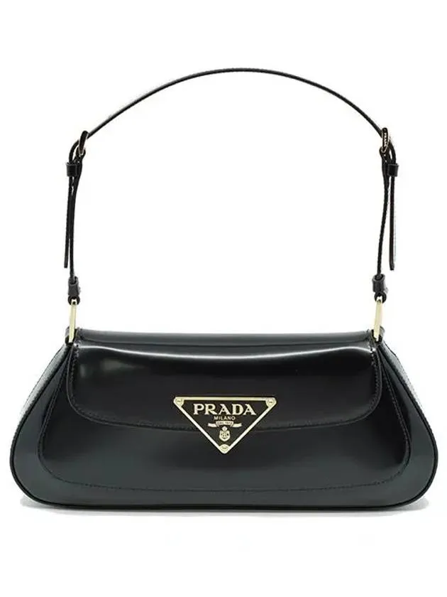 Brushed leather shoulder bag black