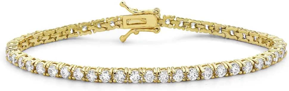 BSD Treasure Plated Fine Classic CZ Tennis Bracelet - Jewelry for Women and Girls - Thin & Dainty Chain Bracelet