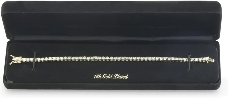 BSD Treasure Plated Fine Classic CZ Tennis Bracelet - Jewelry for Women and Girls - Thin & Dainty Chain Bracelet