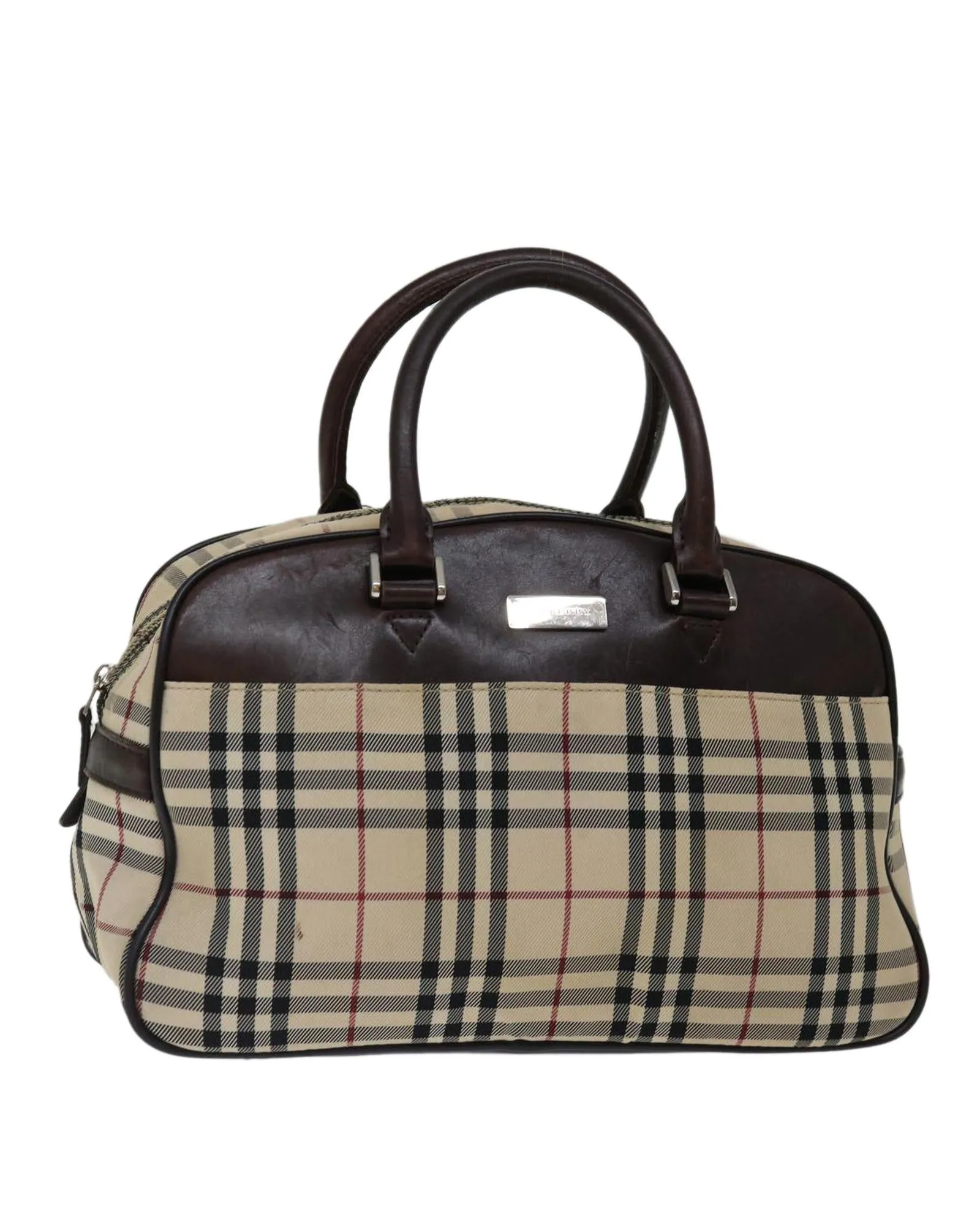BURBERRY Vintage Beige Canvas Leather Shoulder Bag