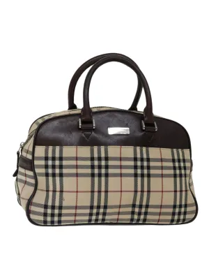 BURBERRY Vintage Beige Canvas Leather Shoulder Bag