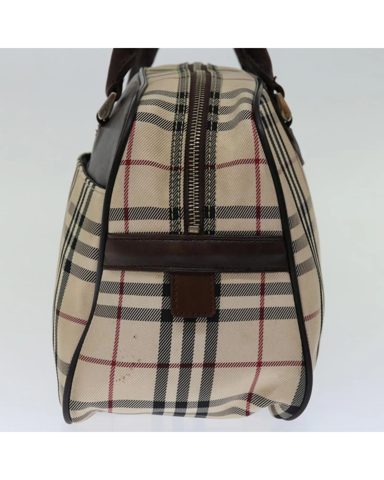 BURBERRY Vintage Beige Canvas Leather Shoulder Bag