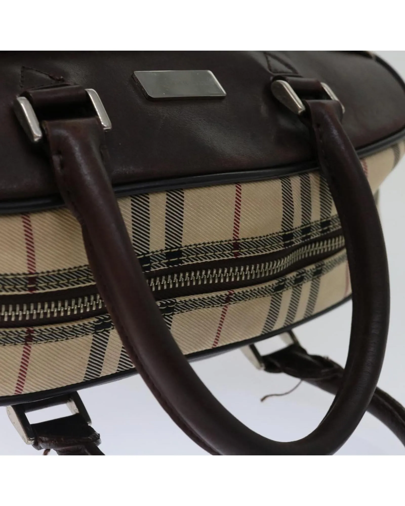 BURBERRY Vintage Beige Canvas Leather Shoulder Bag