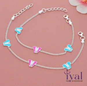 Butterfly Cartoon Silver Anklet for Kids(3-5yrs)