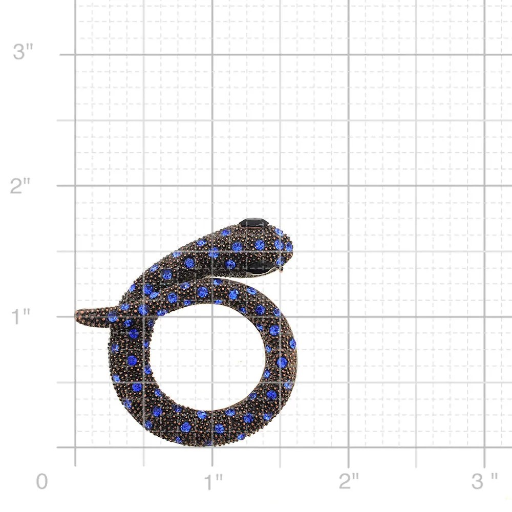 Capri Blue Snake Crystal Pin Brooch