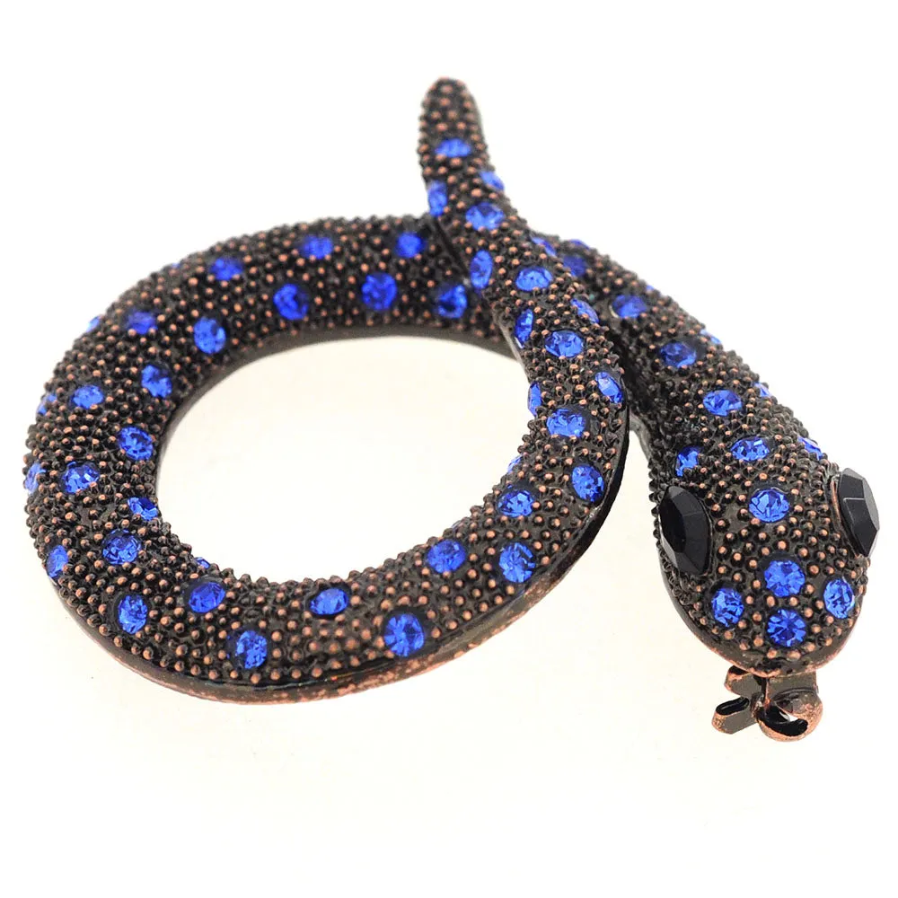 Capri Blue Snake Crystal Pin Brooch