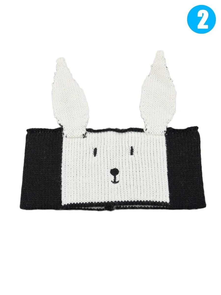 Cartoon Bunny Knitted Headband Earflap for Baby Boys Girls