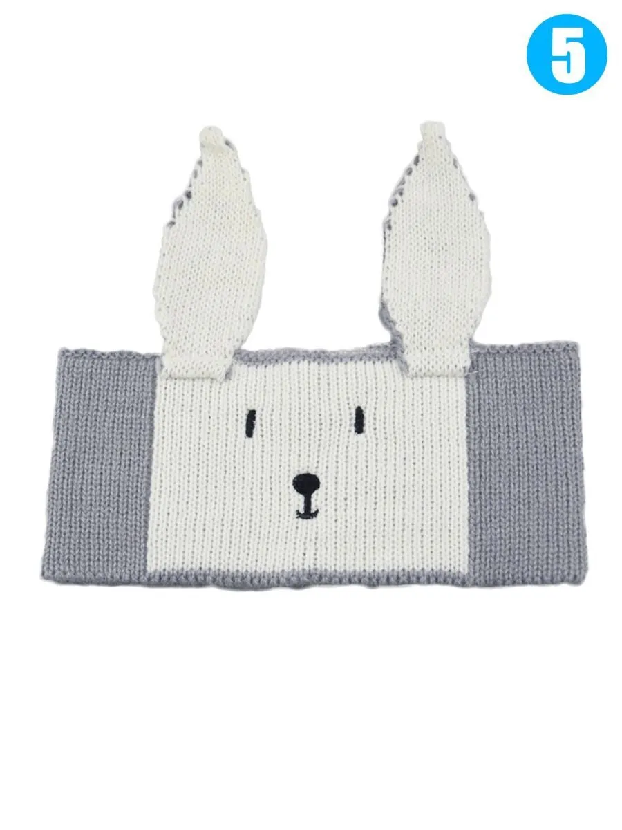 Cartoon Bunny Knitted Headband Earflap for Baby Boys Girls