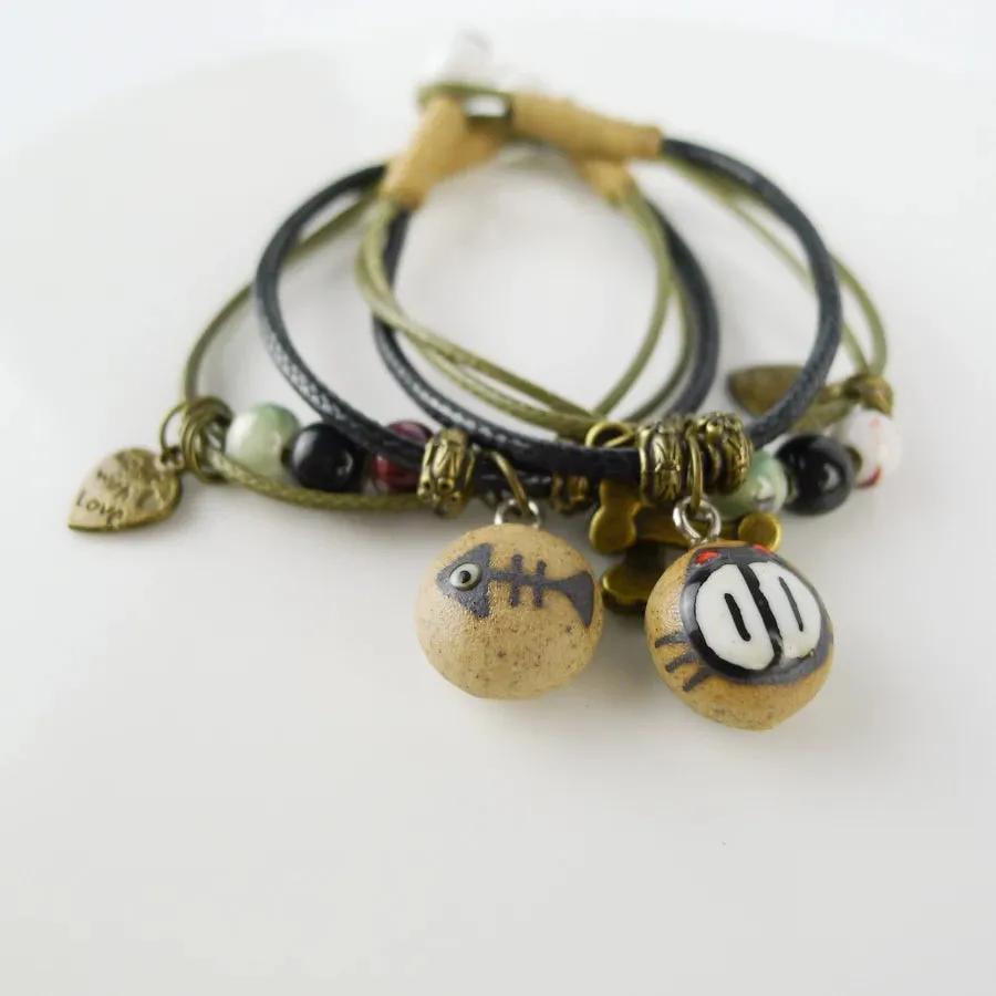 Cartoon Ceramic Hand Knitting beads Bracelets