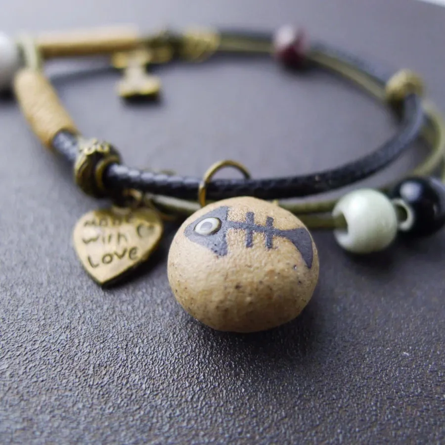 Cartoon Ceramic Hand Knitting beads Bracelets