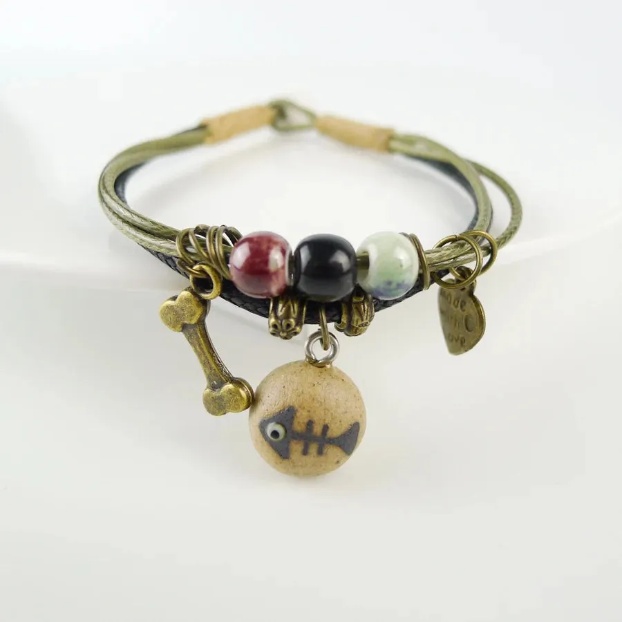 Cartoon Ceramic Hand Knitting beads Bracelets