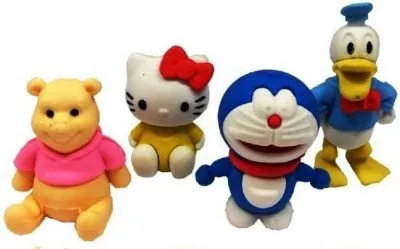 Cartoon Character Erasers (set of 4) School Stationary