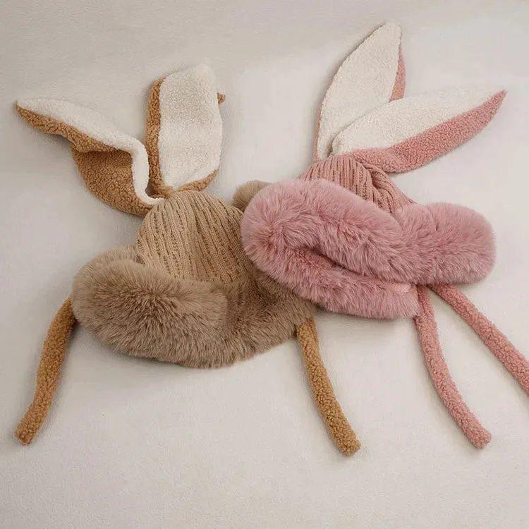 Cartoon Cute Bunny Ears Fleece Hat Warmer