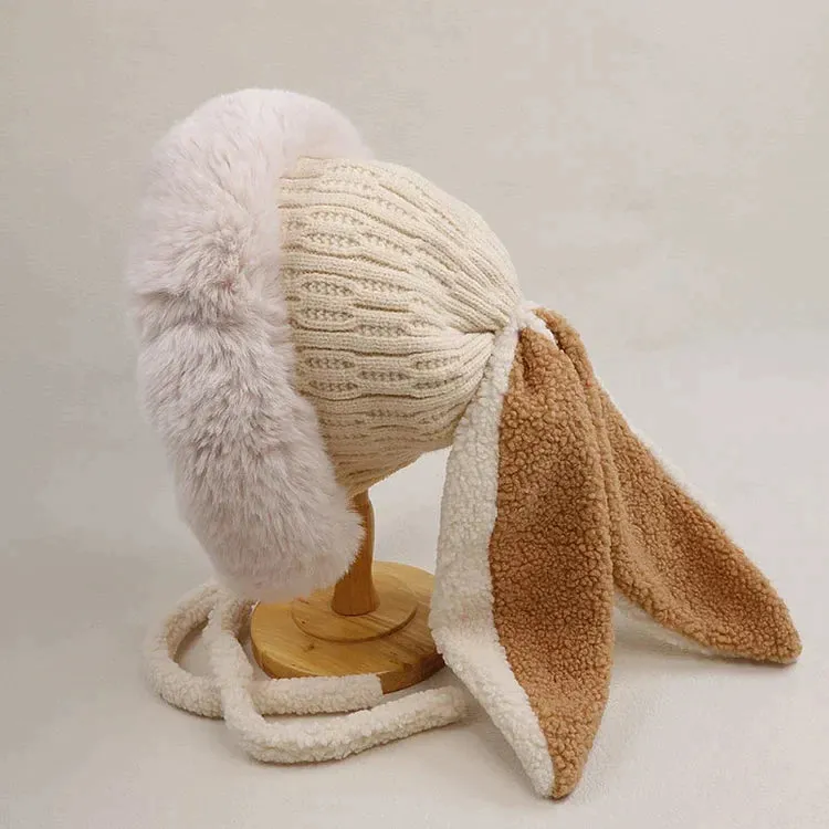 Cartoon Cute Bunny Ears Fleece Hat Warmer