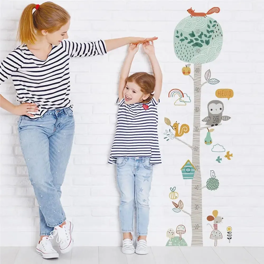 Cartoon Design Height Measure Wall Decals for Kids Room