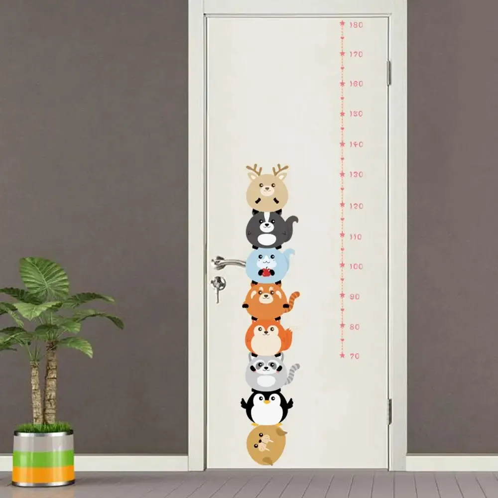 Cartoon Design Height Measure Wall Decals for Kids Room