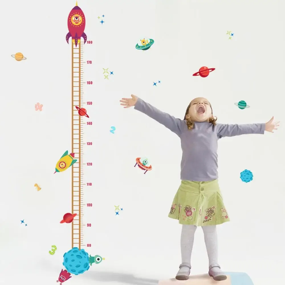 Cartoon Design Height Measure Wall Decals for Kids Room