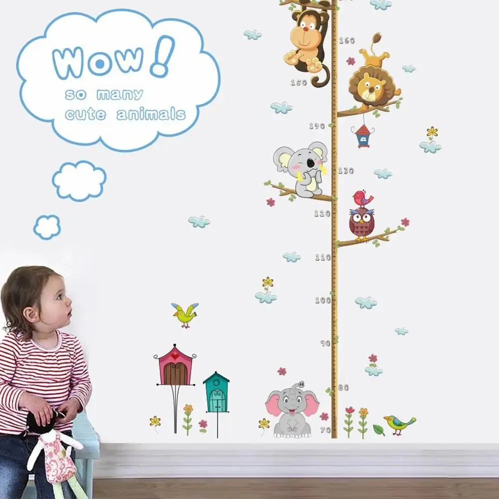 Cartoon Design Height Measure Wall Decals for Kids Room