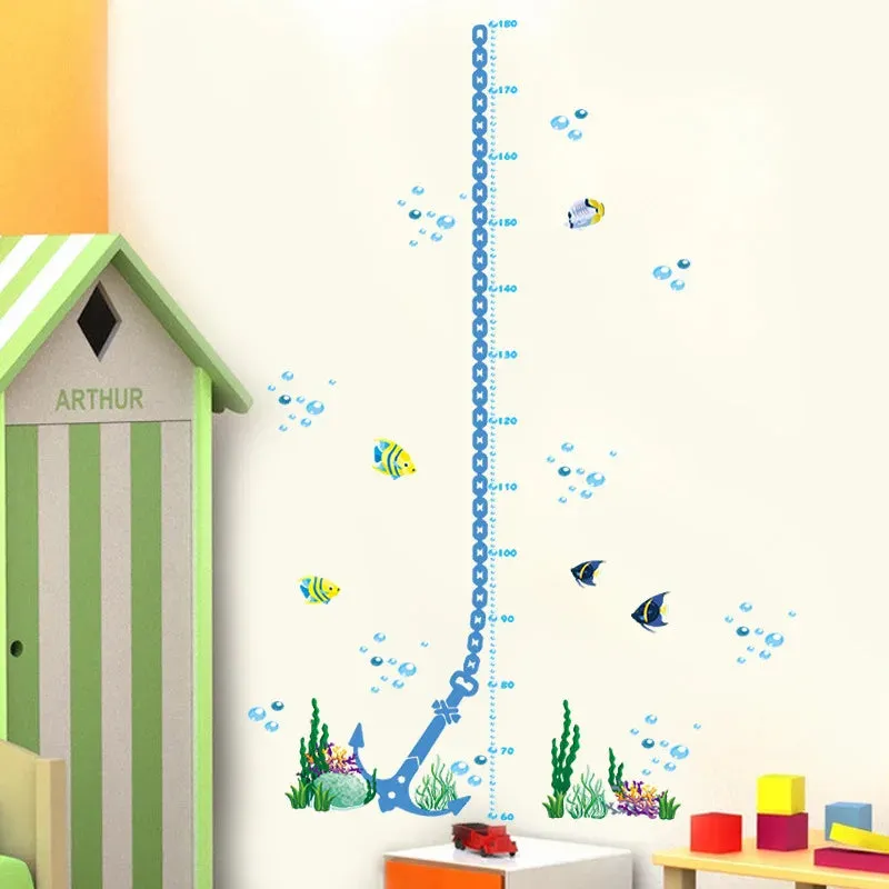 Cartoon Design Height Measure Wall Decals for Kids Room