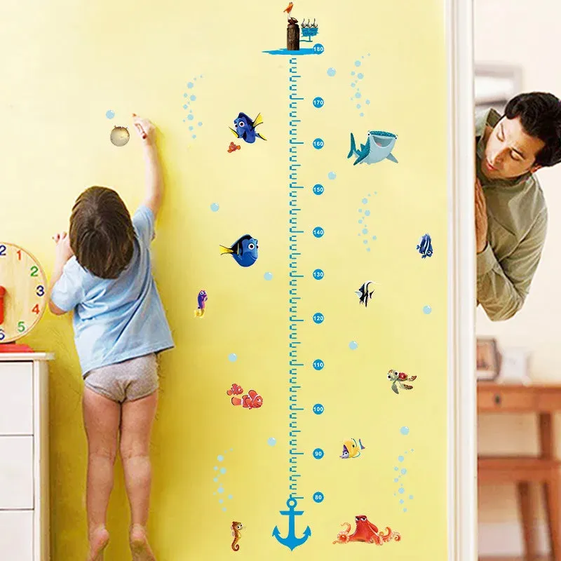 Cartoon Design Height Measure Wall Decals for Kids Room