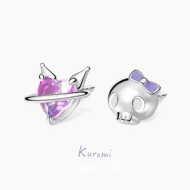 Cartoon Enamel Kuro Heart Earrings