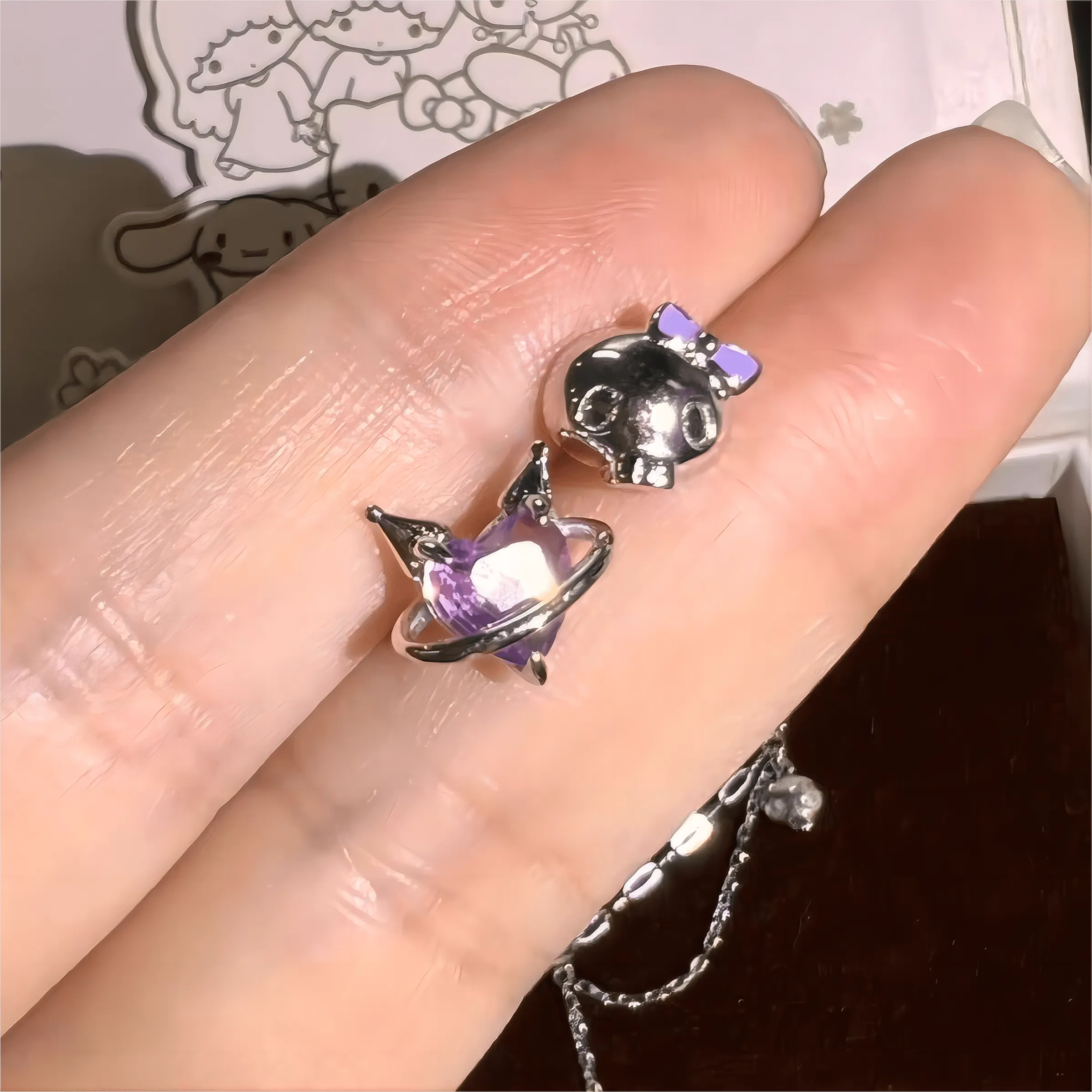 Cartoon Enamel Kuro Heart Earrings