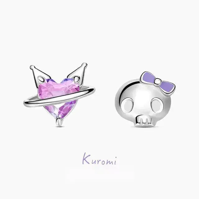 Cartoon Enamel Kuro Heart Earrings