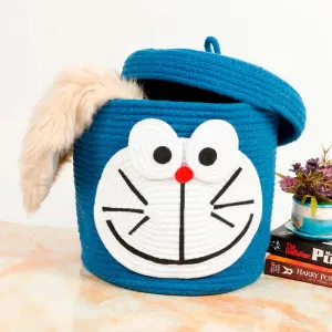 Cartoon Face Kids Cotton Basket with Lid | 11 x 11 Inches