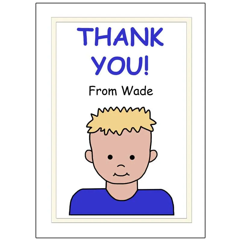 Cartoon Family Thank You Note Cards - Boy