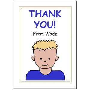 Cartoon Family Thank You Note Cards - Boy