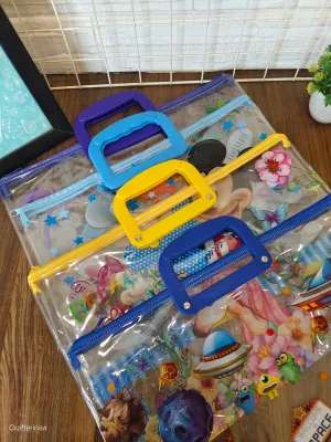 Cartoon folder bags| transparent cartoon print folder bags PVC folder bags with zip