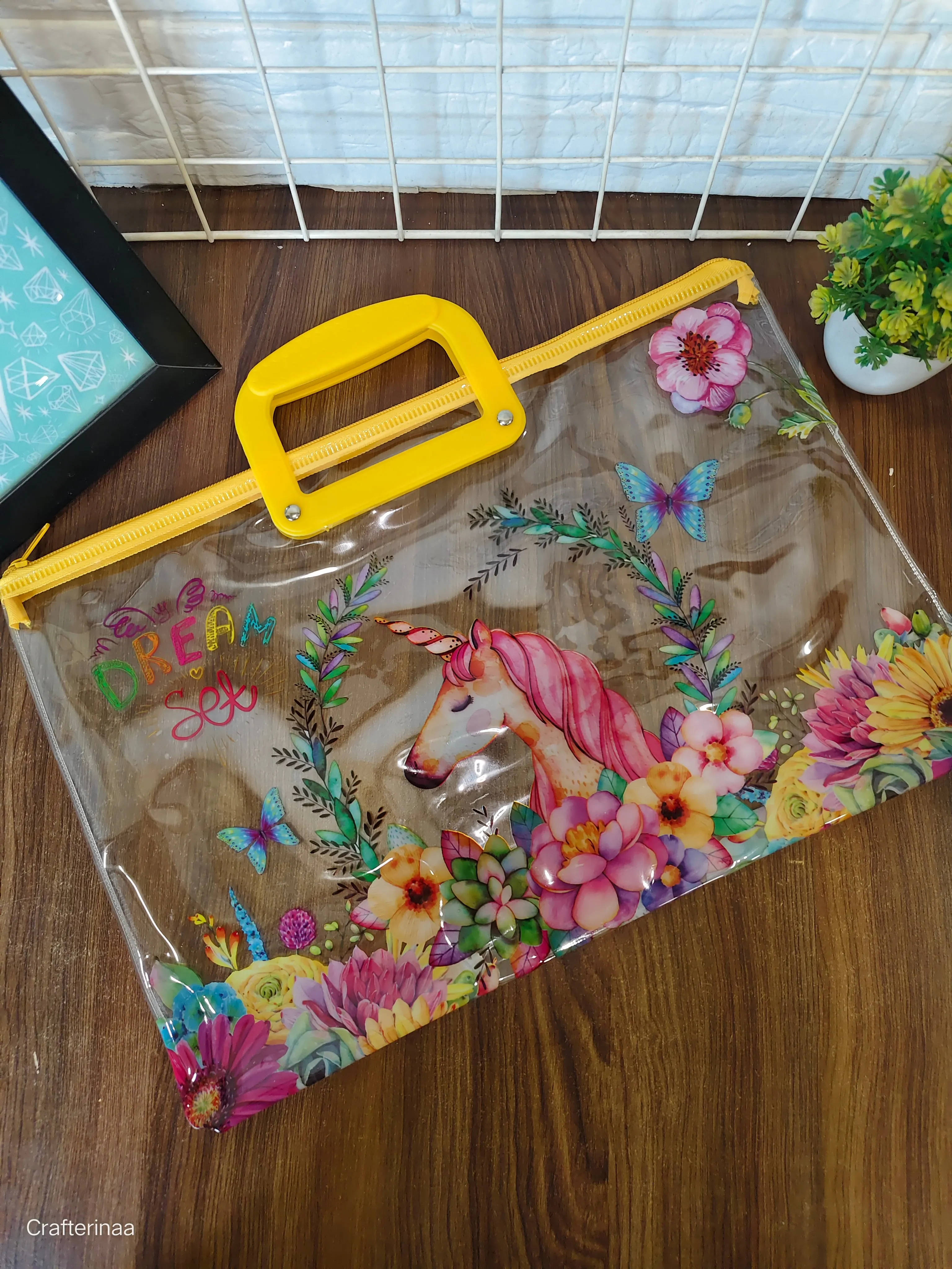 Cartoon folder bags| transparent cartoon print folder bags PVC folder bags with zip