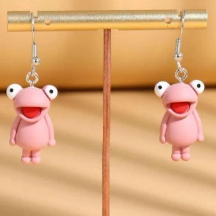 Cartoon Frog Pink Earrings