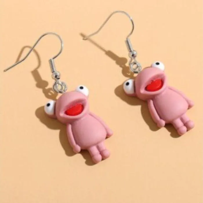 Cartoon Frog Pink Earrings