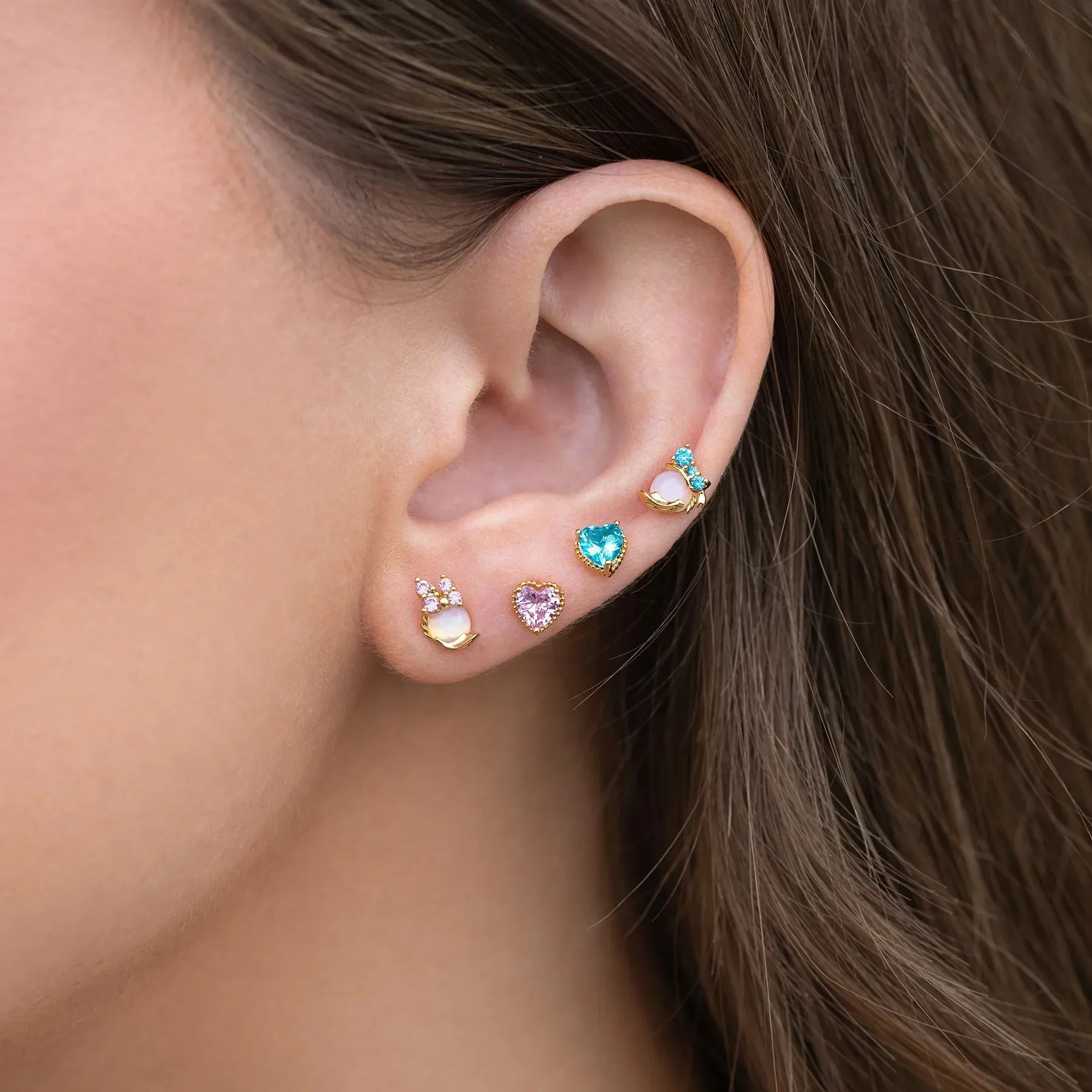 Cartoon Heart Earrings Set