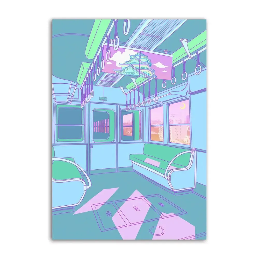 Cartoon House Street Poster Wall