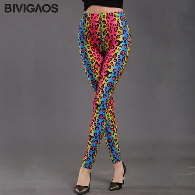 Cartoon Milk Silk Print Leggings