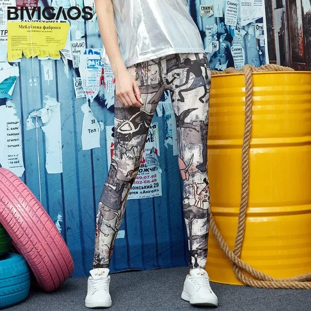 Cartoon Milk Silk Print Leggings