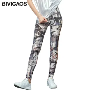 Cartoon Milk Silk Print Leggings