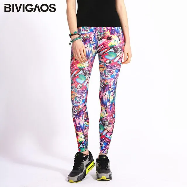 Cartoon Milk Silk Print Leggings